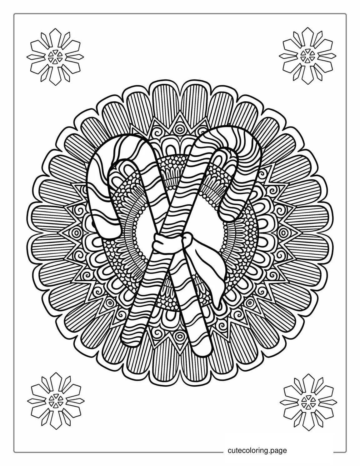 Candy Cane Mandala Coloring Sheet coloring page