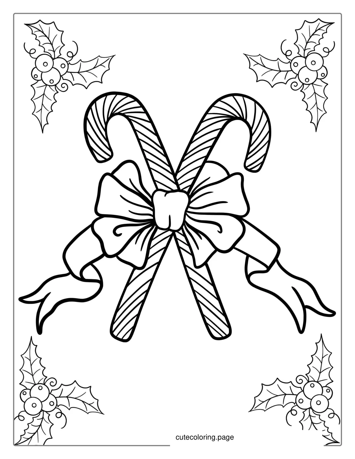 Christmas Themed Candy Cane To Color coloring page