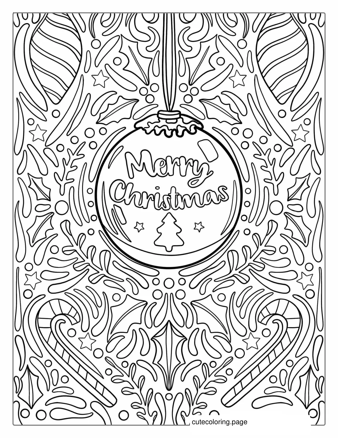 Detailed Christmas Candy Cane Coloring Picture coloring page