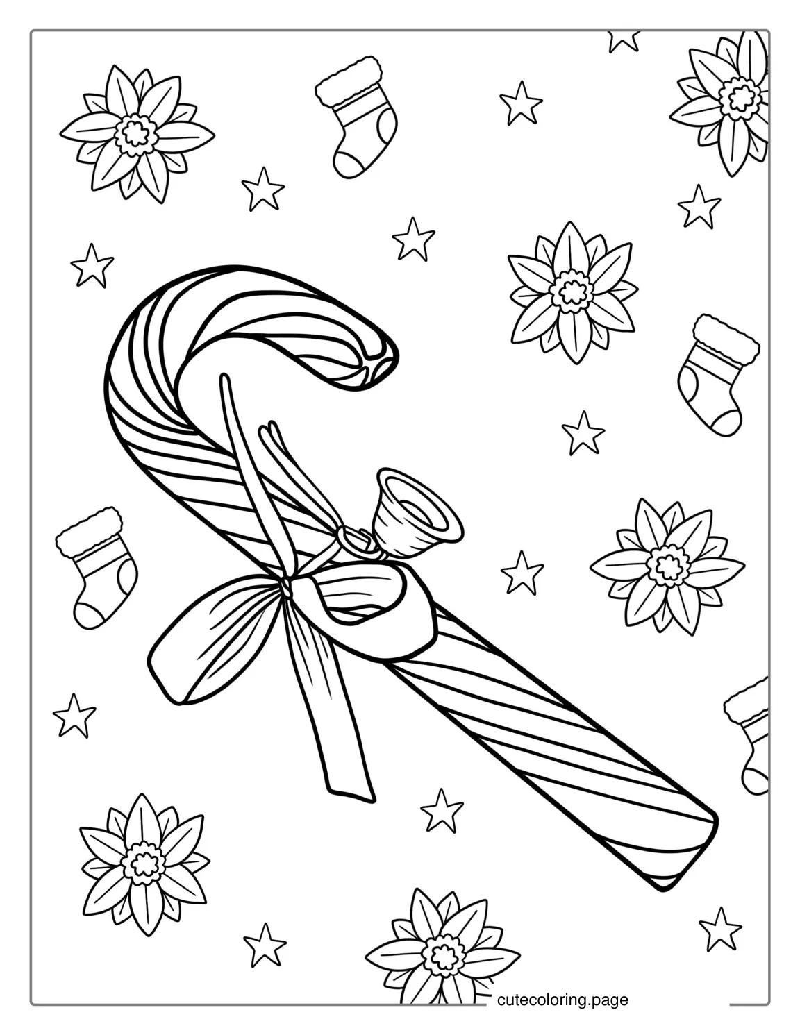 Easy Candy Cane Coloring Page For Kids coloring page