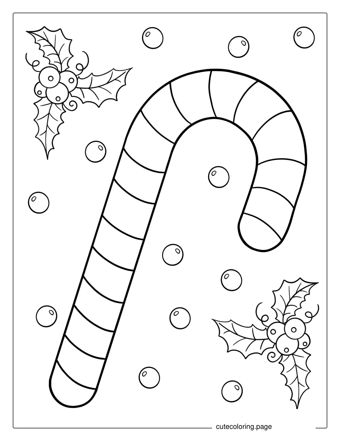 Easy Outline Of a Candy Cane To Color coloring page