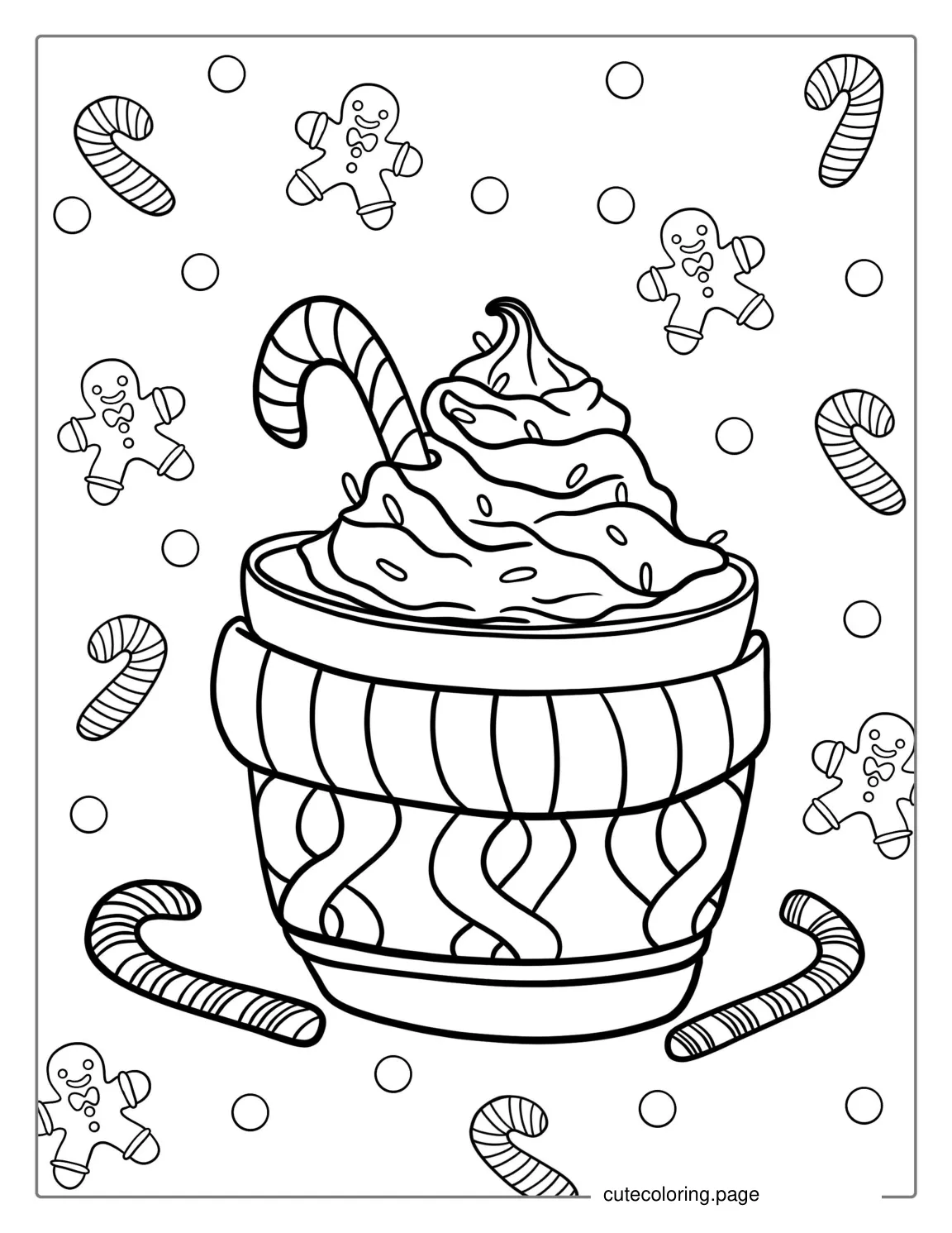 Hot Chocolate And Candy Canes To Color coloring page