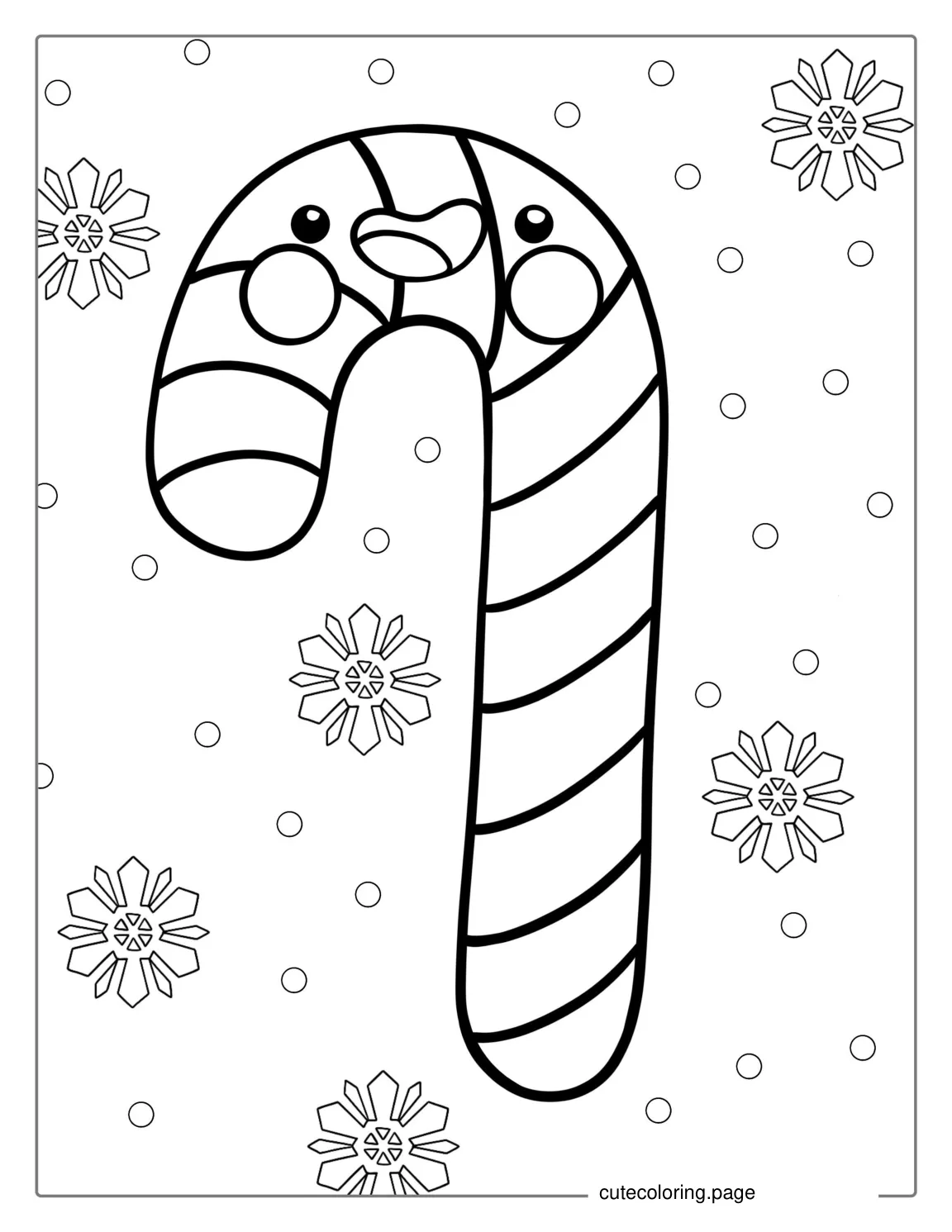 Kawaii Candy Cane Coloring Page coloring page