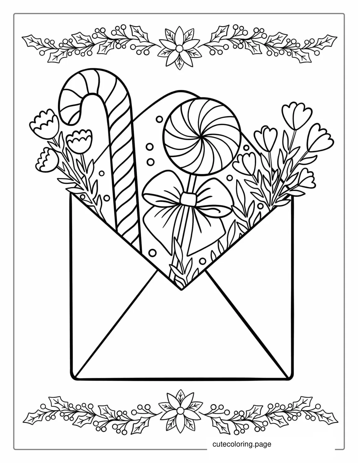 Lollipop And Candy Cane Coloring Page For Kids coloring page