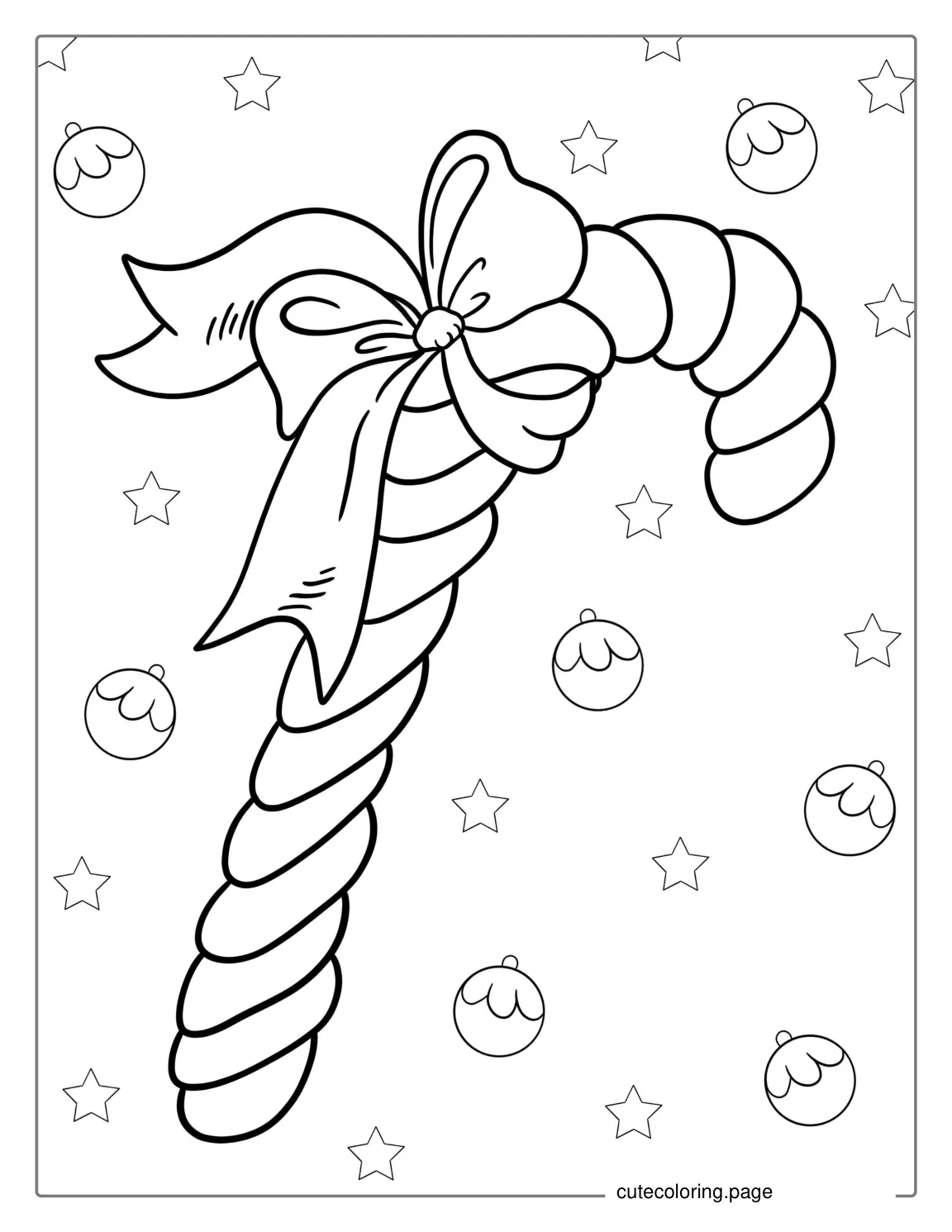 Swirly Candy Cane Coloring Page With Ribbon coloring page