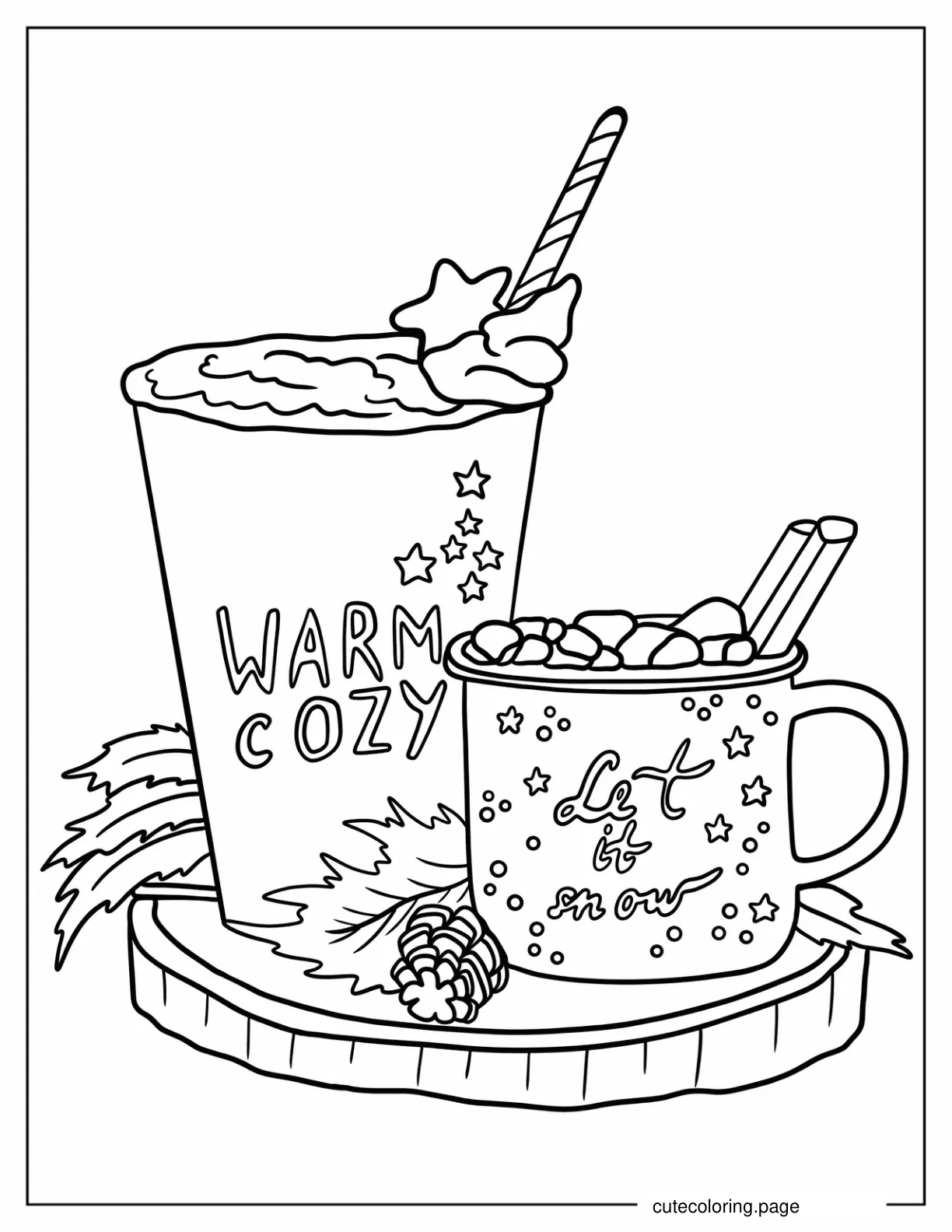 Christmas Hot Beverages Coloring Page coloring page