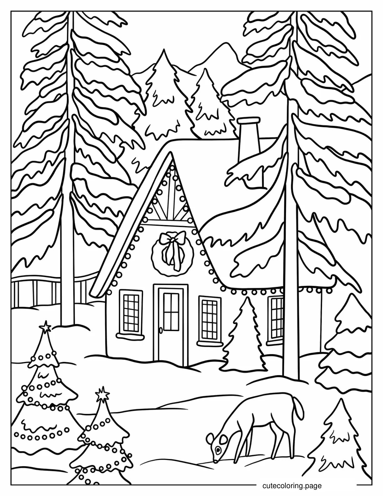 House Covered In Snow On Christmas Day Coloring Sheet coloring page