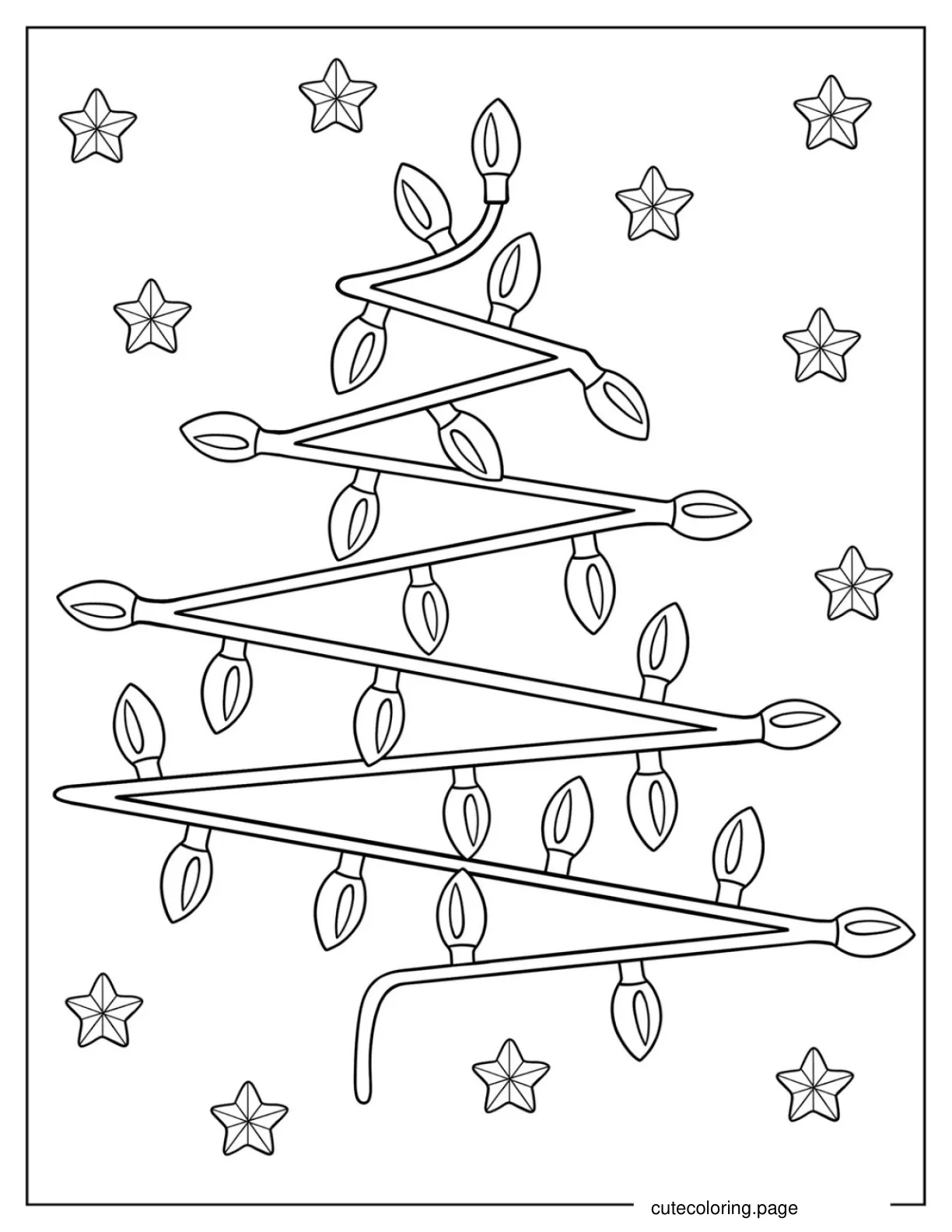 Christmas Lights In The Shape Of a Tree coloring page