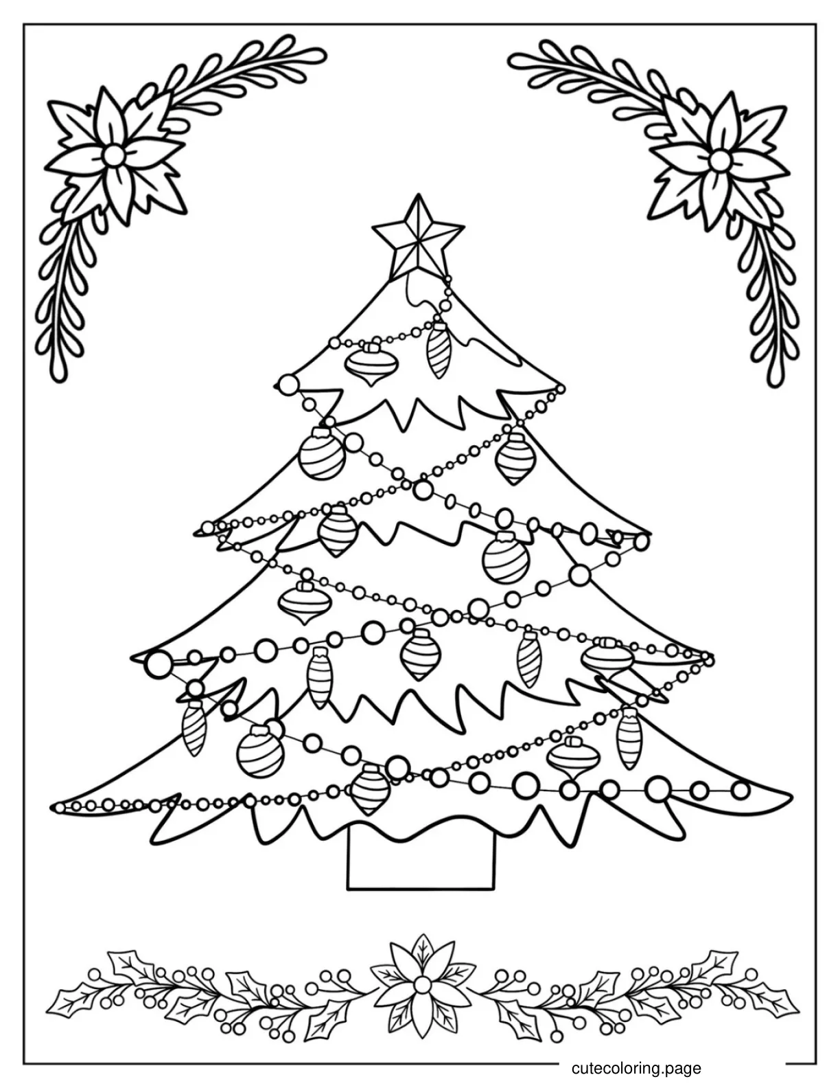 Christmas Tree With Lots Of Lights To Color coloring page