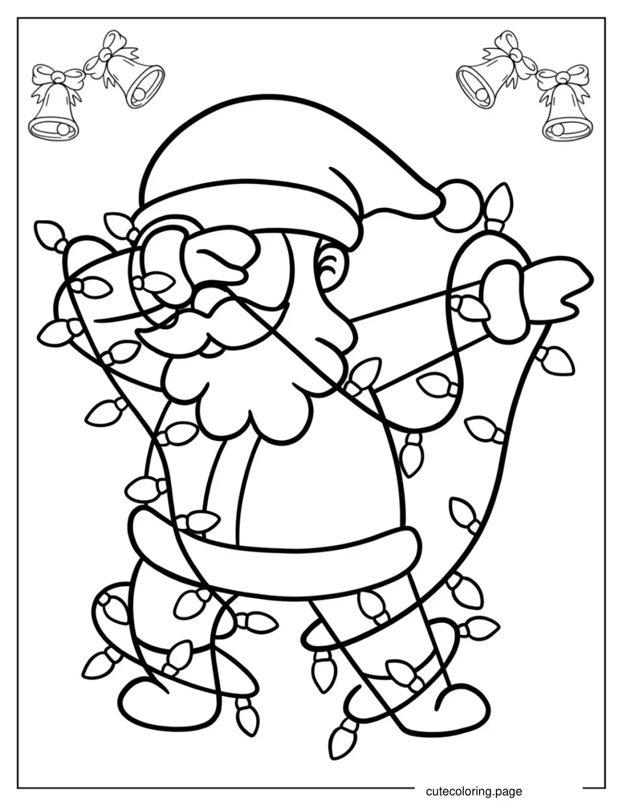 Santa With Christmas Lights To Color For Kids coloring page