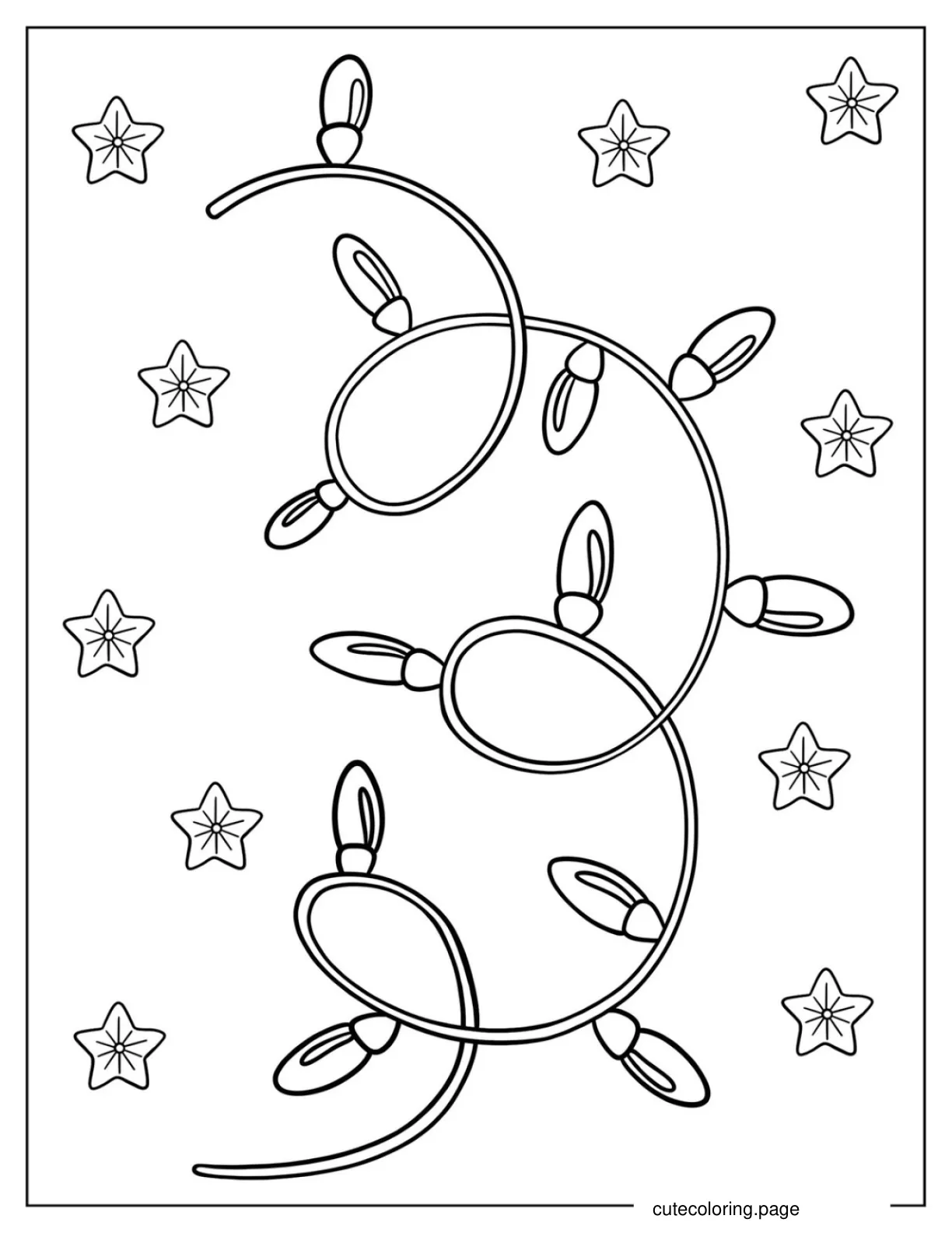 Tangled Christmas Lights With Stars To Color coloring page