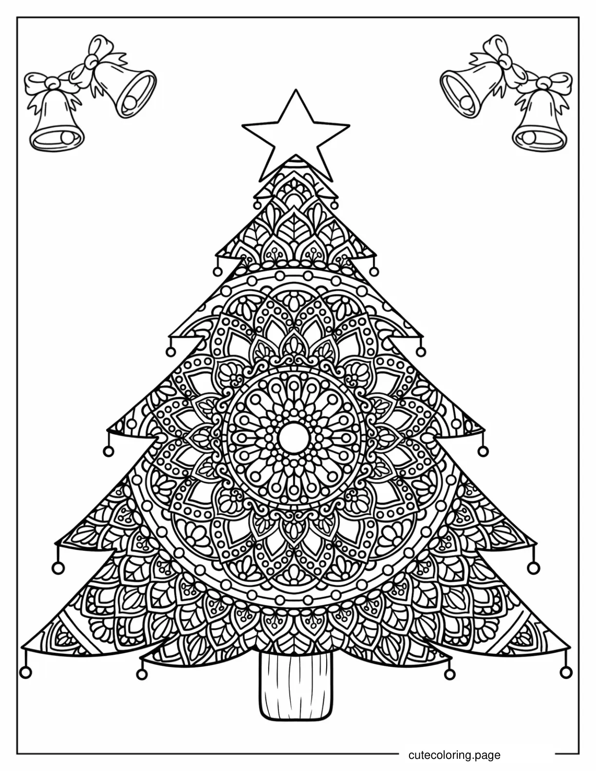 Intricate Christmas Tree Mandala coloring page