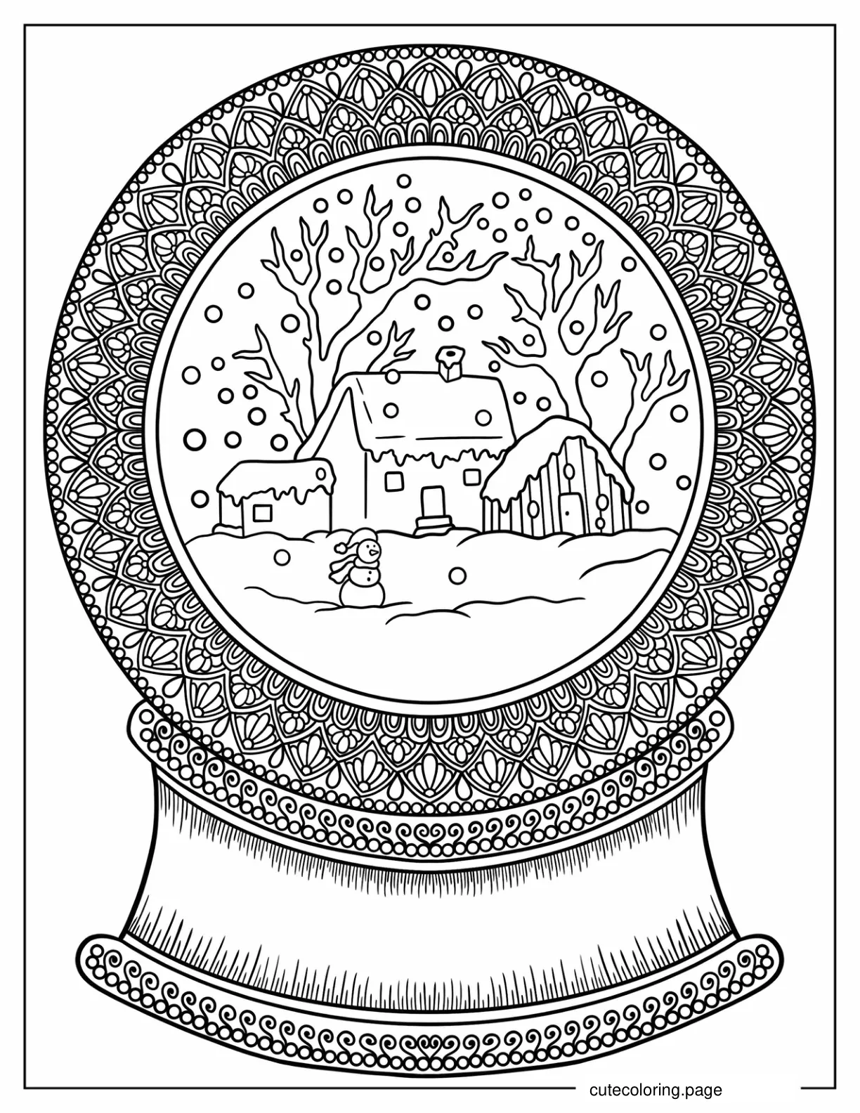 Snow Globe Christmas Mandala coloring page