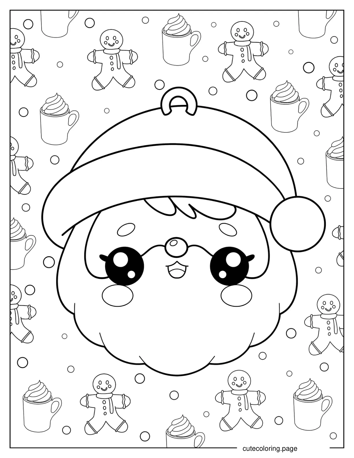 Chibi Santa Face Ornament Coloring Page coloring page