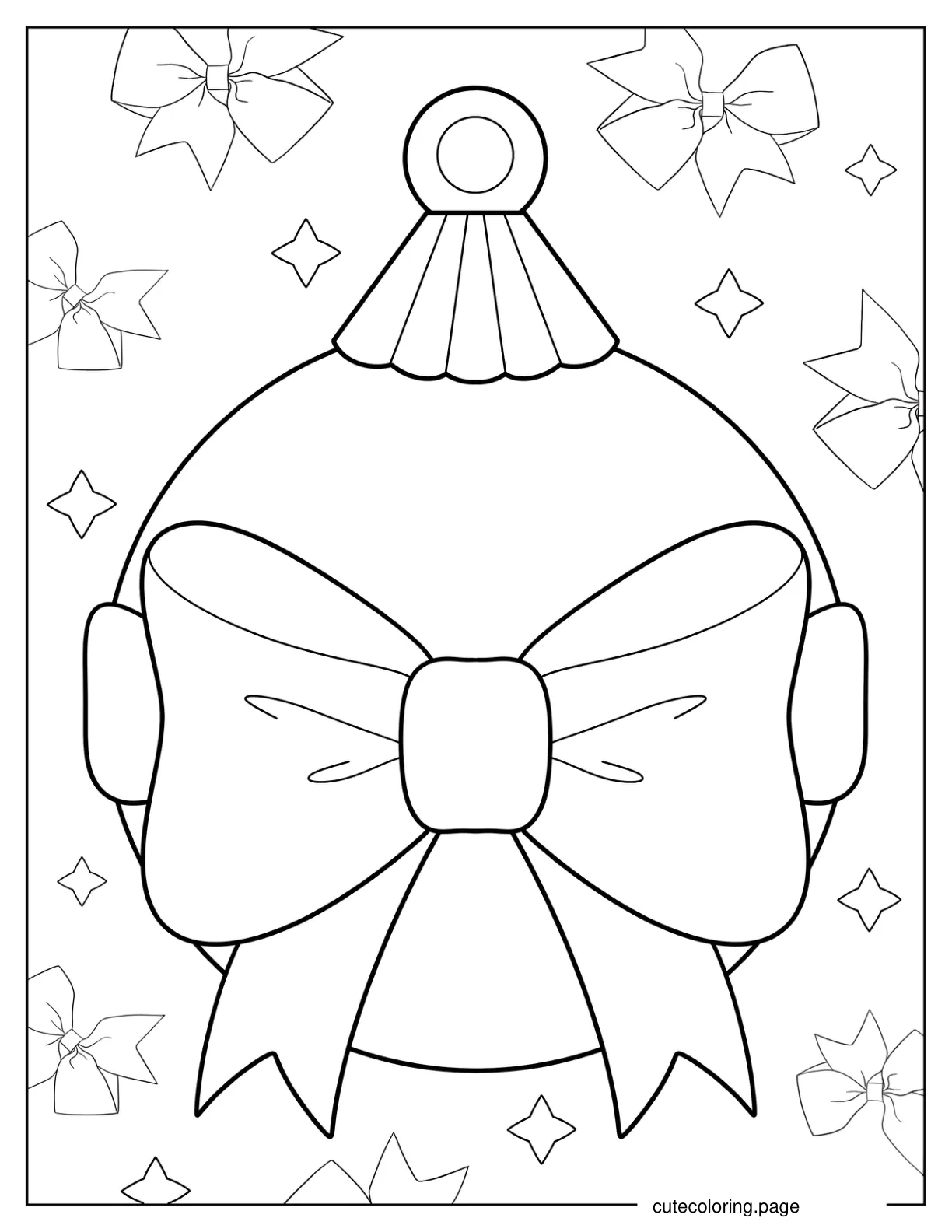 Christmas Bulb Wrapped In Bow coloring page