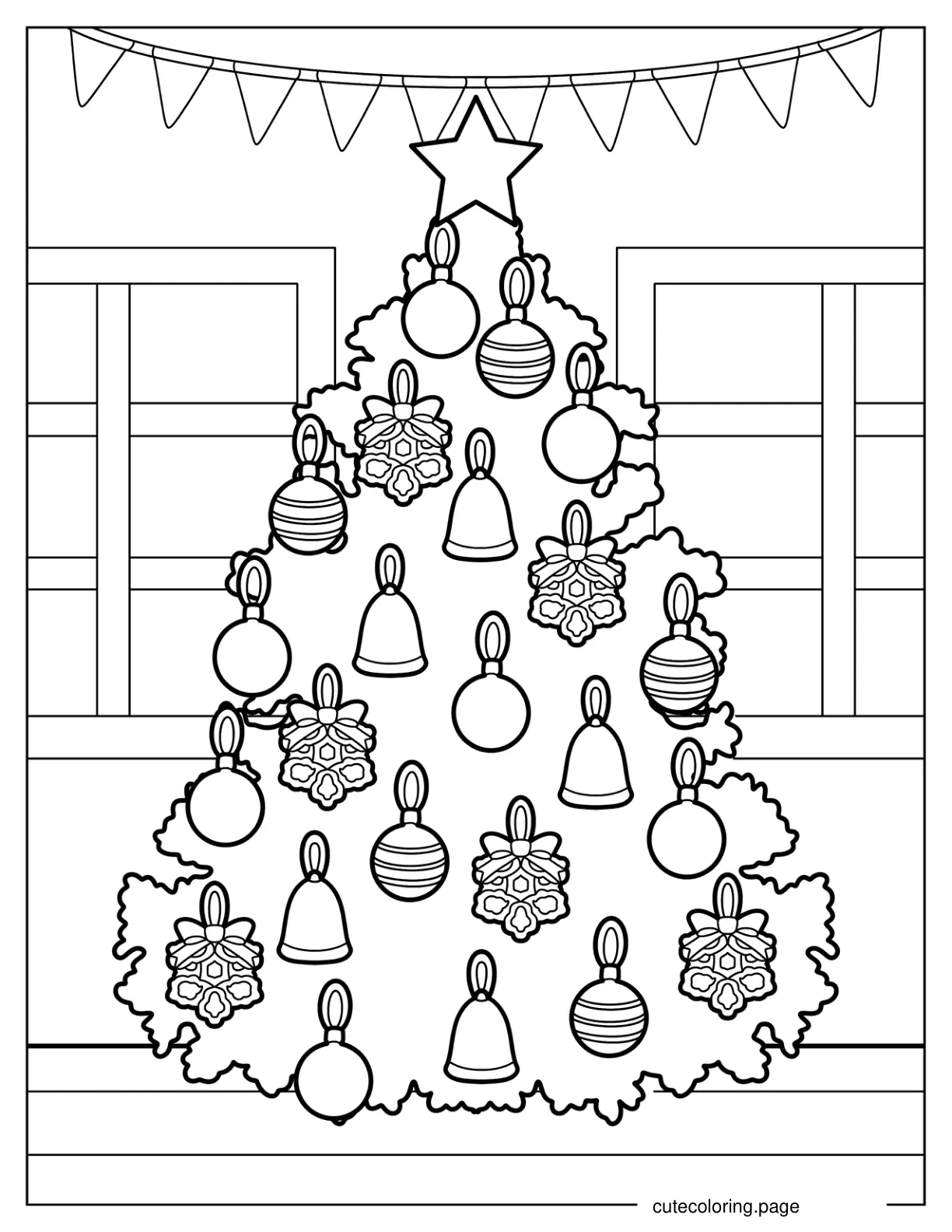 Christmas Tree Filled With Ornaments Coloring Page coloring page