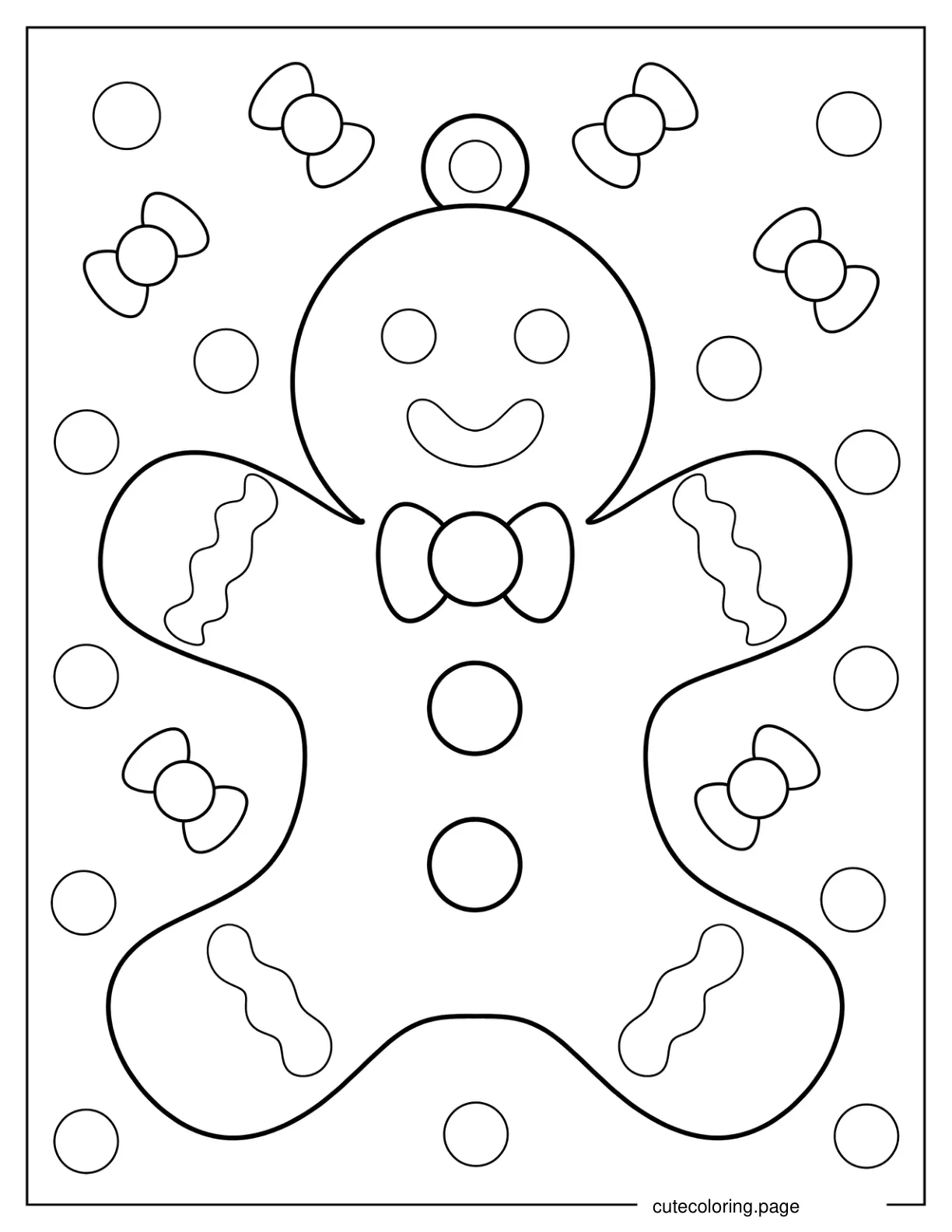 Smiling Gingerbread Man Ornament Coloring Sheet coloring page