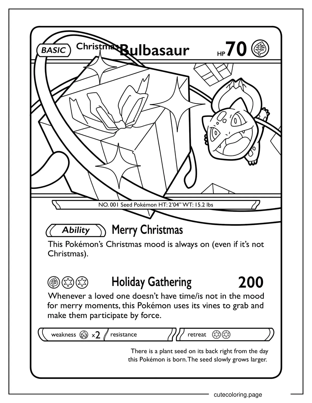 Christmas Pokemon Card With Bulbasaur Coloring Page coloring page