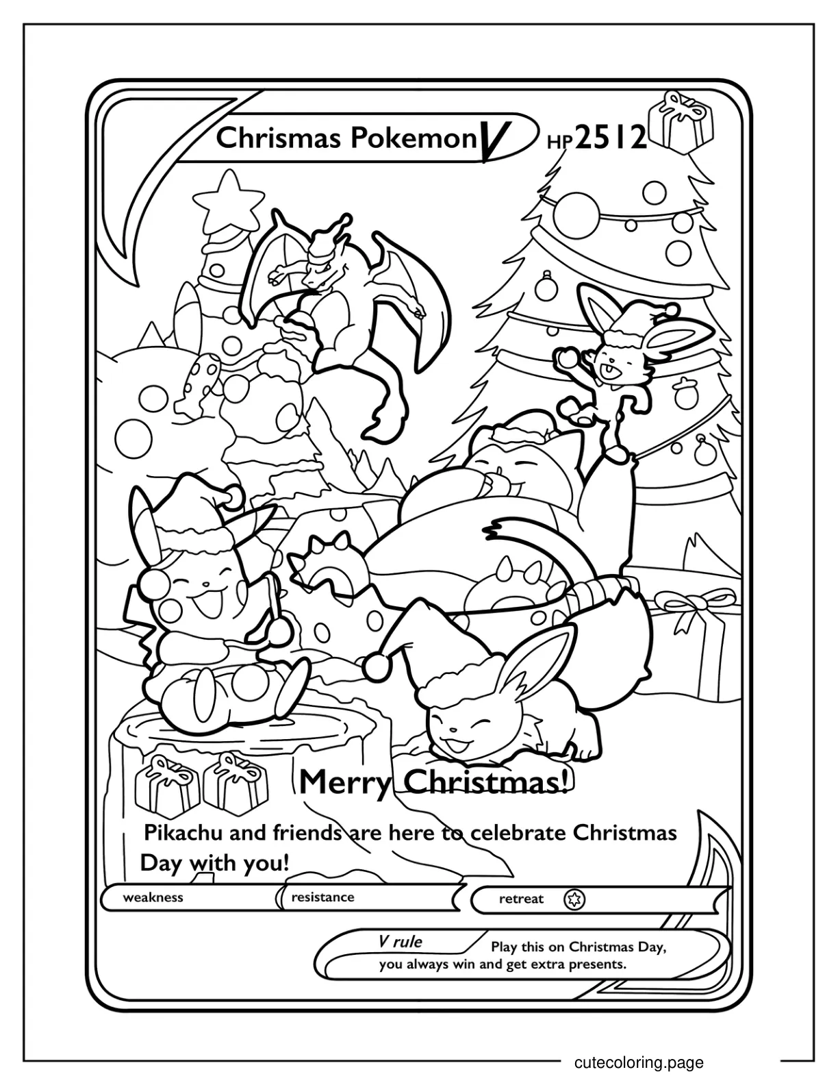 Christmas Pokemon V Card Coloring Page coloring page