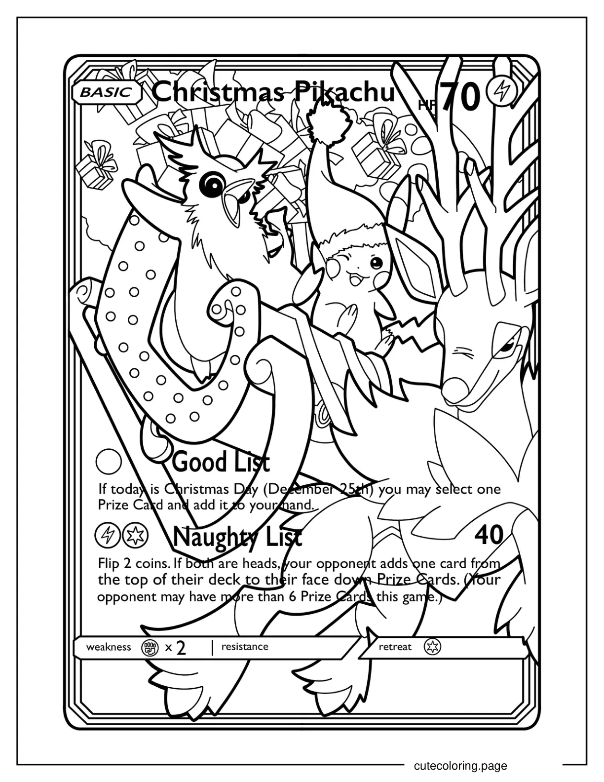 Pokemon Christmas Card Good List coloring page