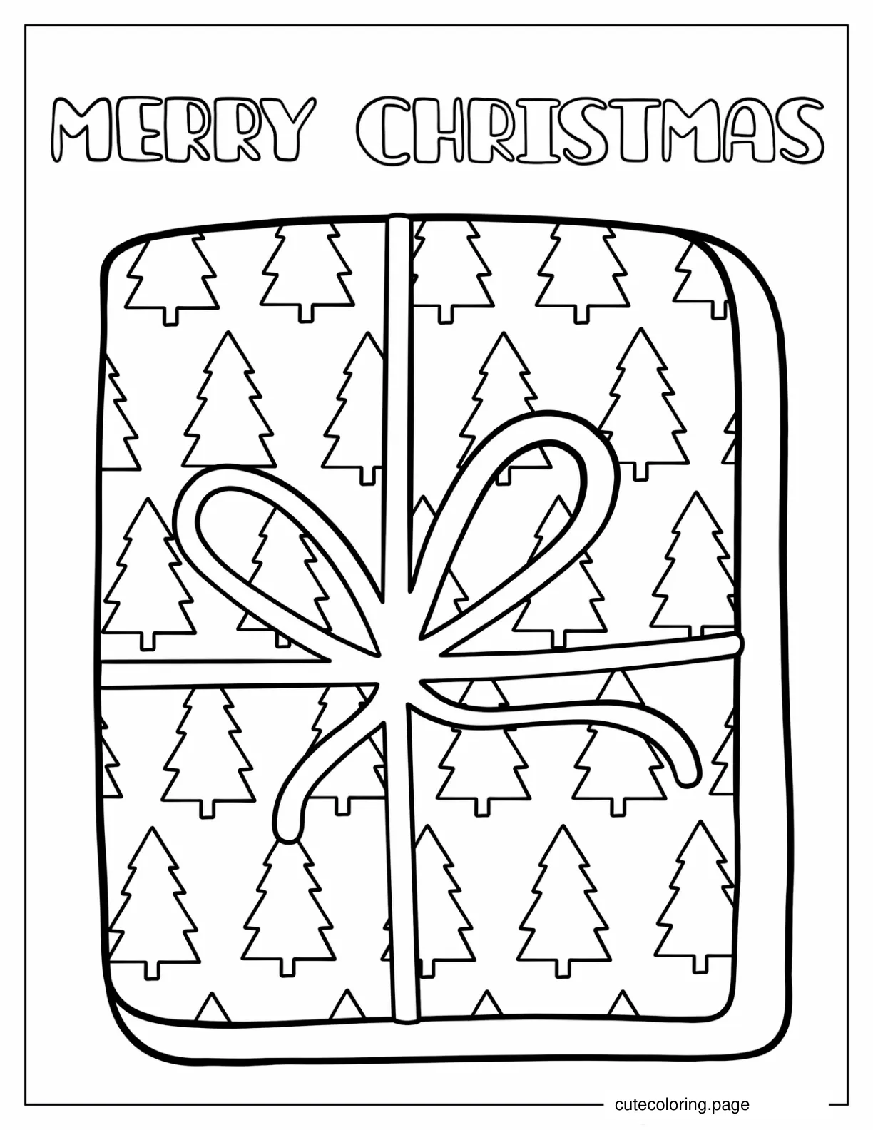 Christmas Present Wrapped In Twine To Color coloring page