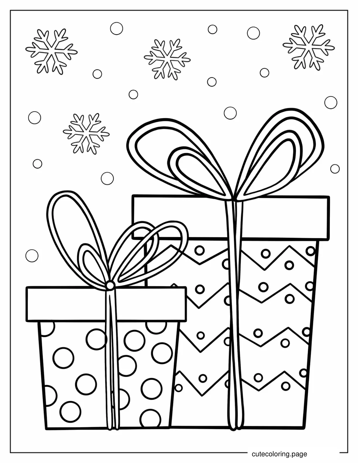 Christmas Presents Wrapped With Bows coloring page