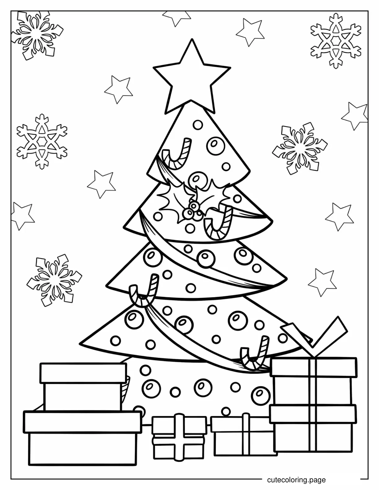 Christmas Tree With Presents coloring page