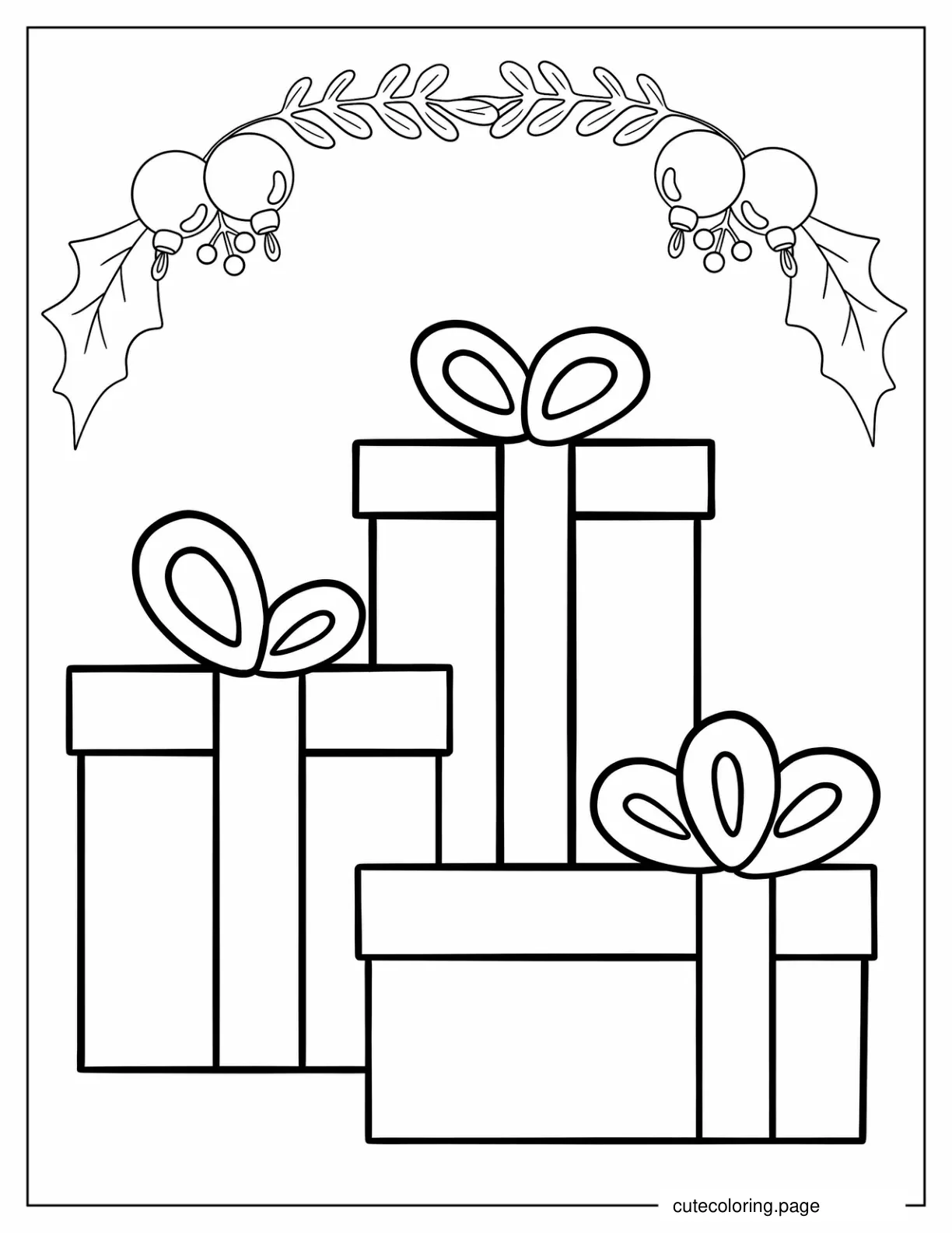 Coloring Page Of Easy Christmas Presents For Preschoolers coloring page