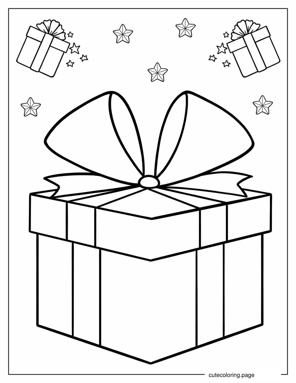 Simple Outline Of a Present To Color coloring page