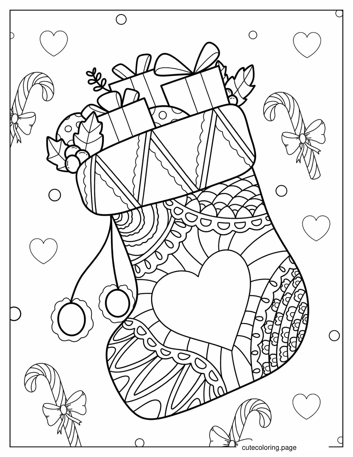 Christmas Stocking Mandala To Color coloring page