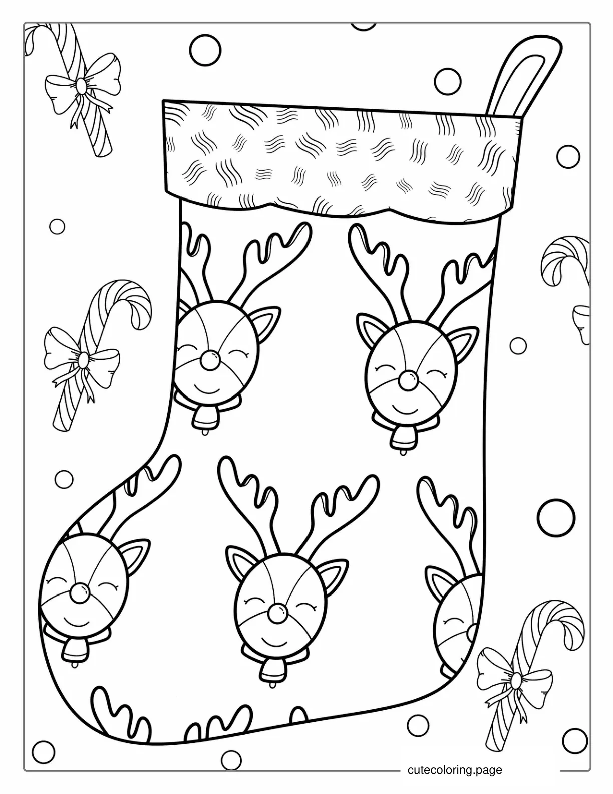 Christmas Stocking With Cute Reindeers 1 coloring page