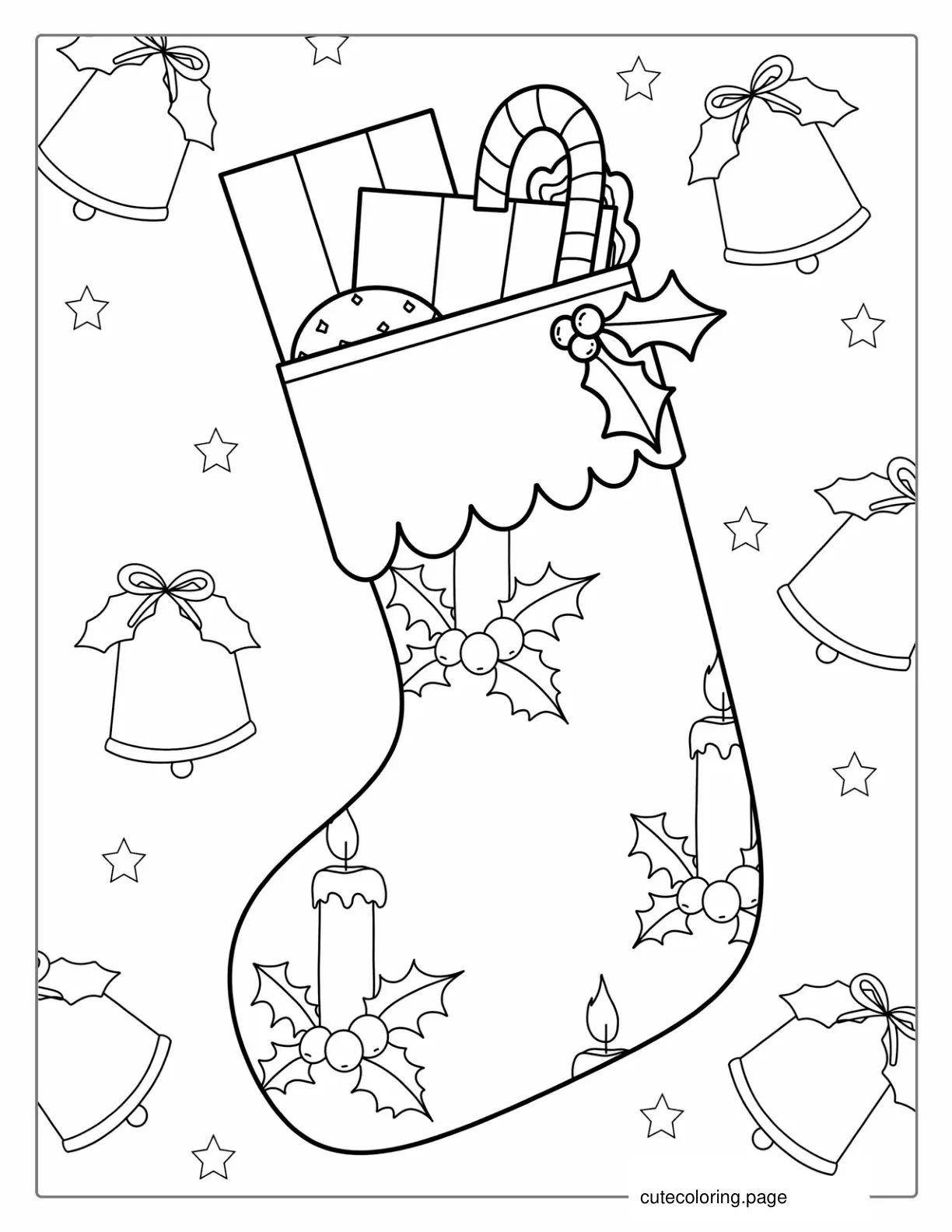 Christmas Stocking With Mistletoe 1 coloring page