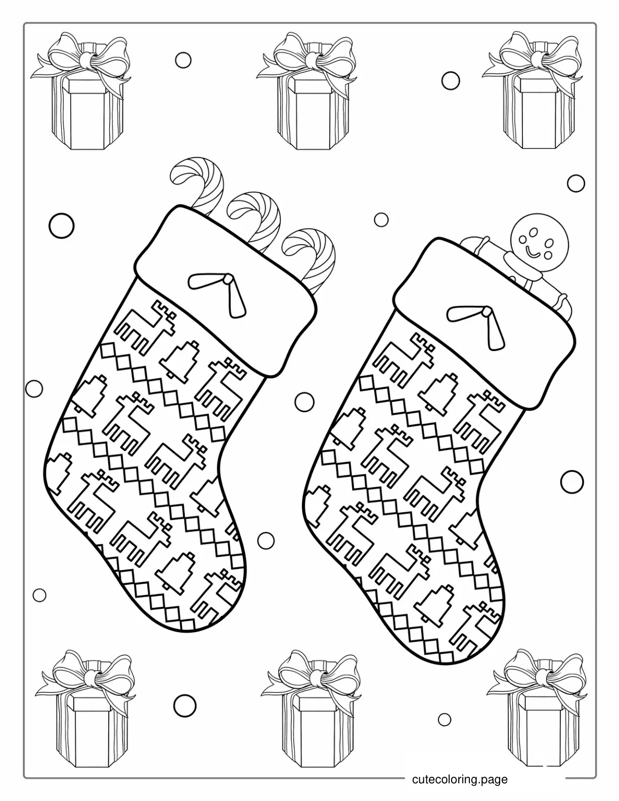 Christmas Stocking With Retro Reindeer 1 coloring page