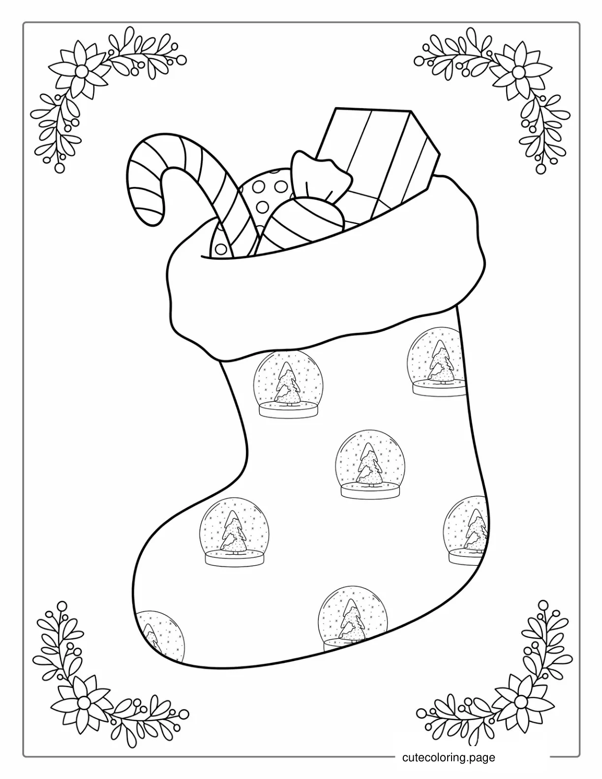 Christmas Stocking With Snow Globes 1 coloring page