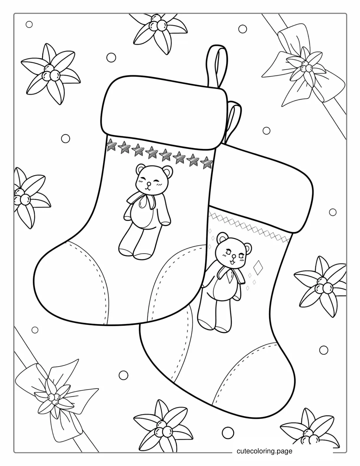 Christmas Stocking With Teddy Bears 1 coloring page