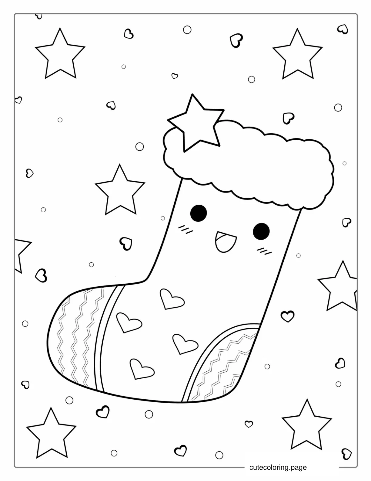 Cute Kawaii Christmas Stocking 1 coloring page