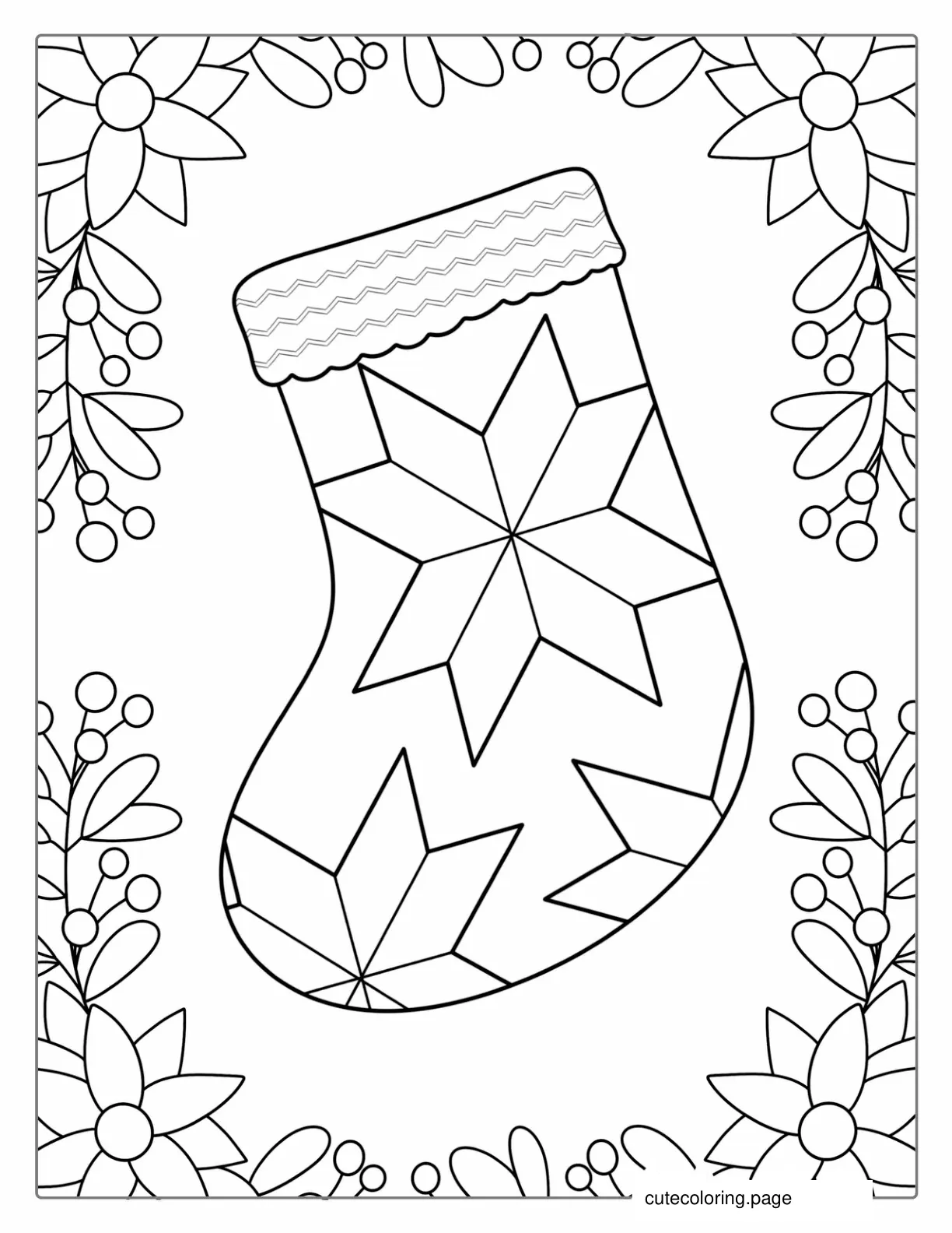 Easy To Color Christmas Stocking For Preschoolers 1 coloring page