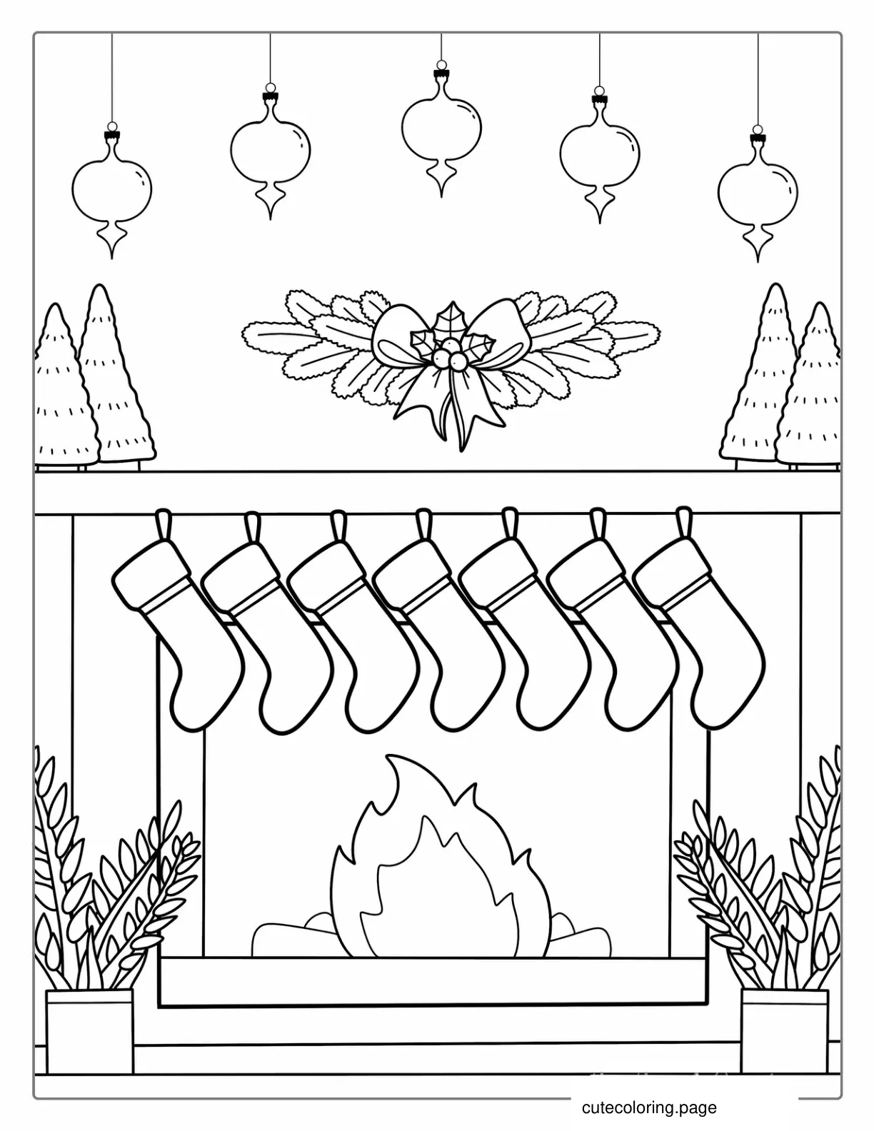 Hanging Christmas Stockings Over Fireplace 1 coloring page