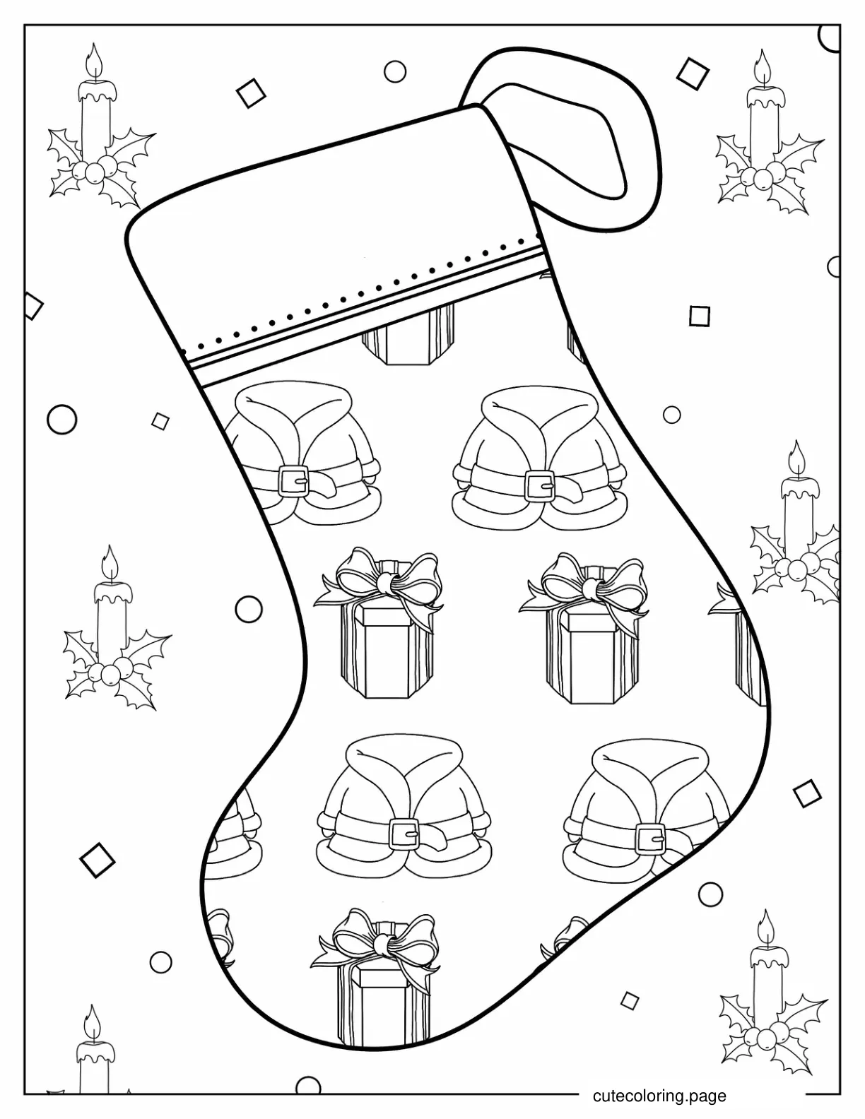 Santa Themed Christmas Stocking coloring page