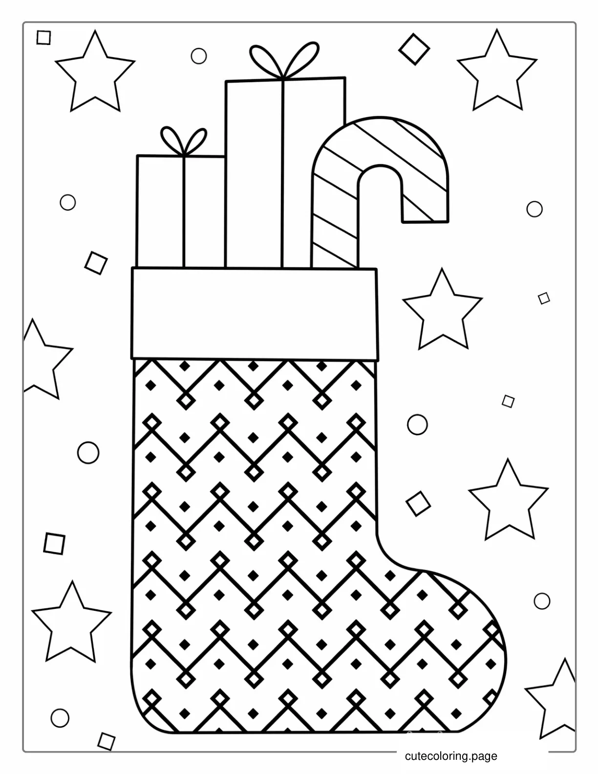 Simple Outline Of Christmas Stocking For Kids 1 coloring page