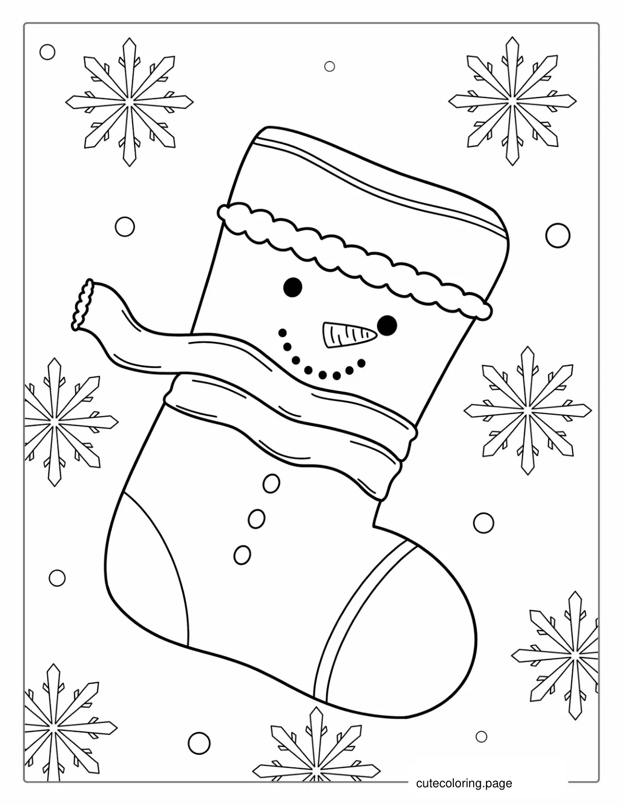 Snowman Themed Christmas Stocking 1 coloring page