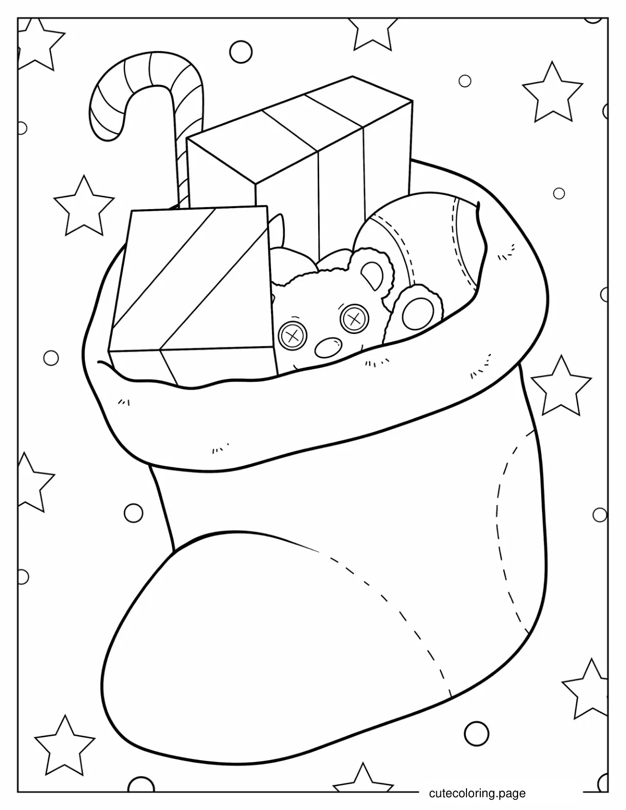 Stocking Full Of Presents coloring page