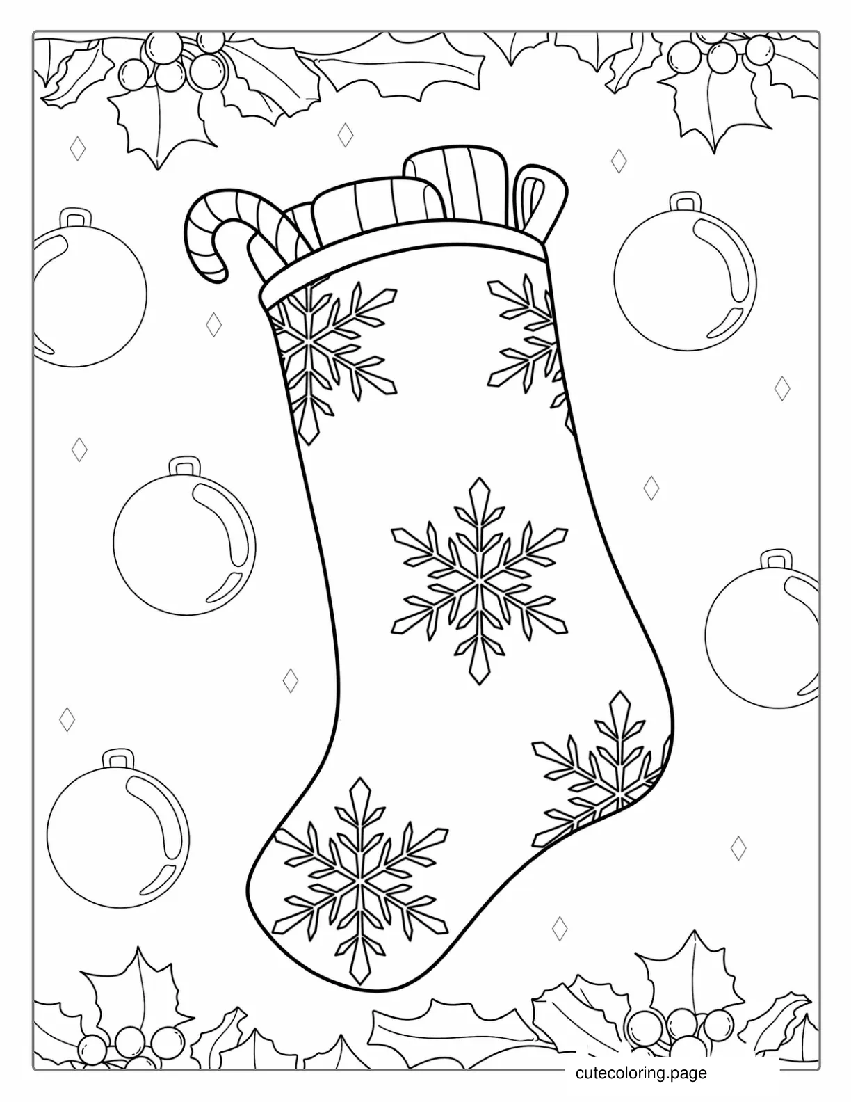 Stocking With Snowflakes And Ornaments 1 coloring page