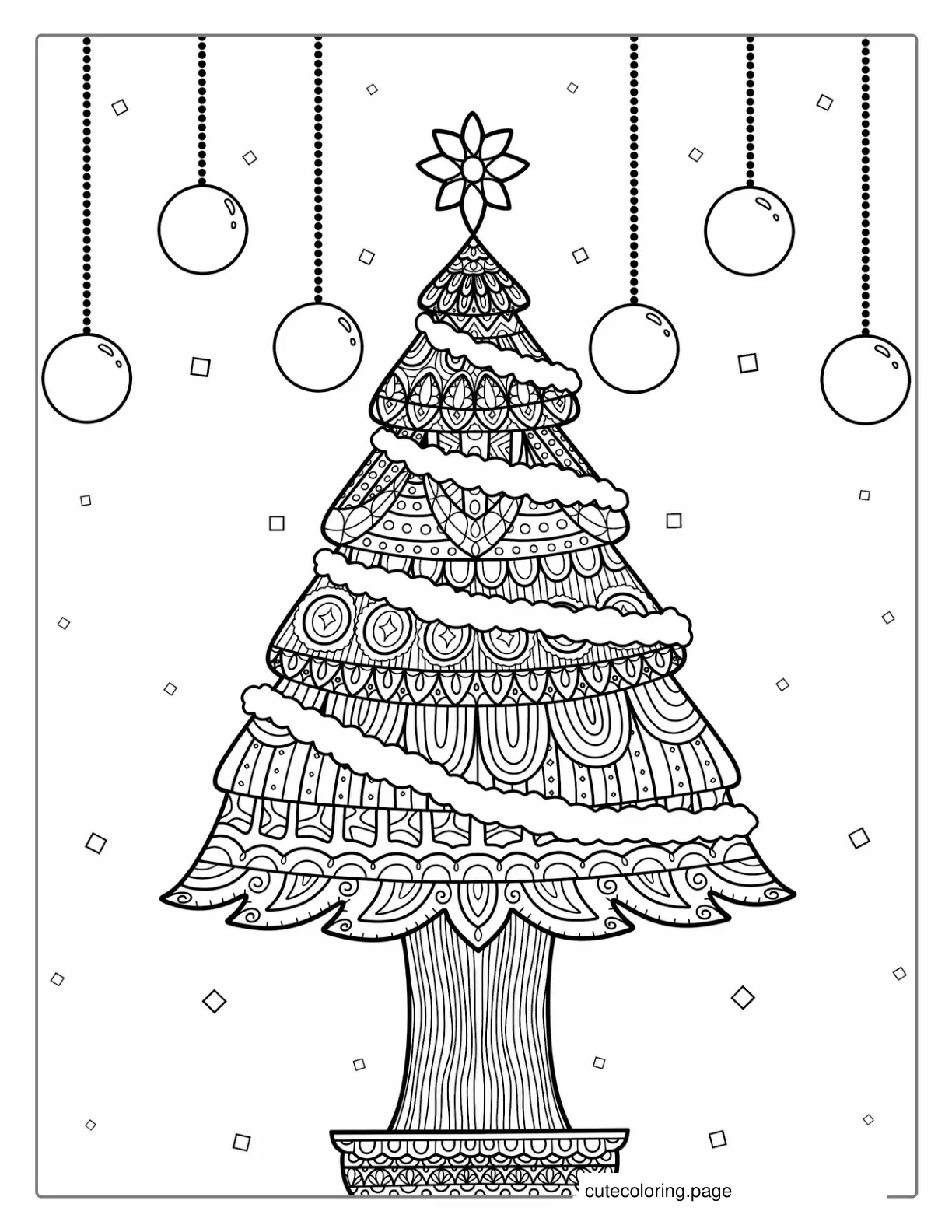 Christmas Tree Mandala Coloring Page coloring page