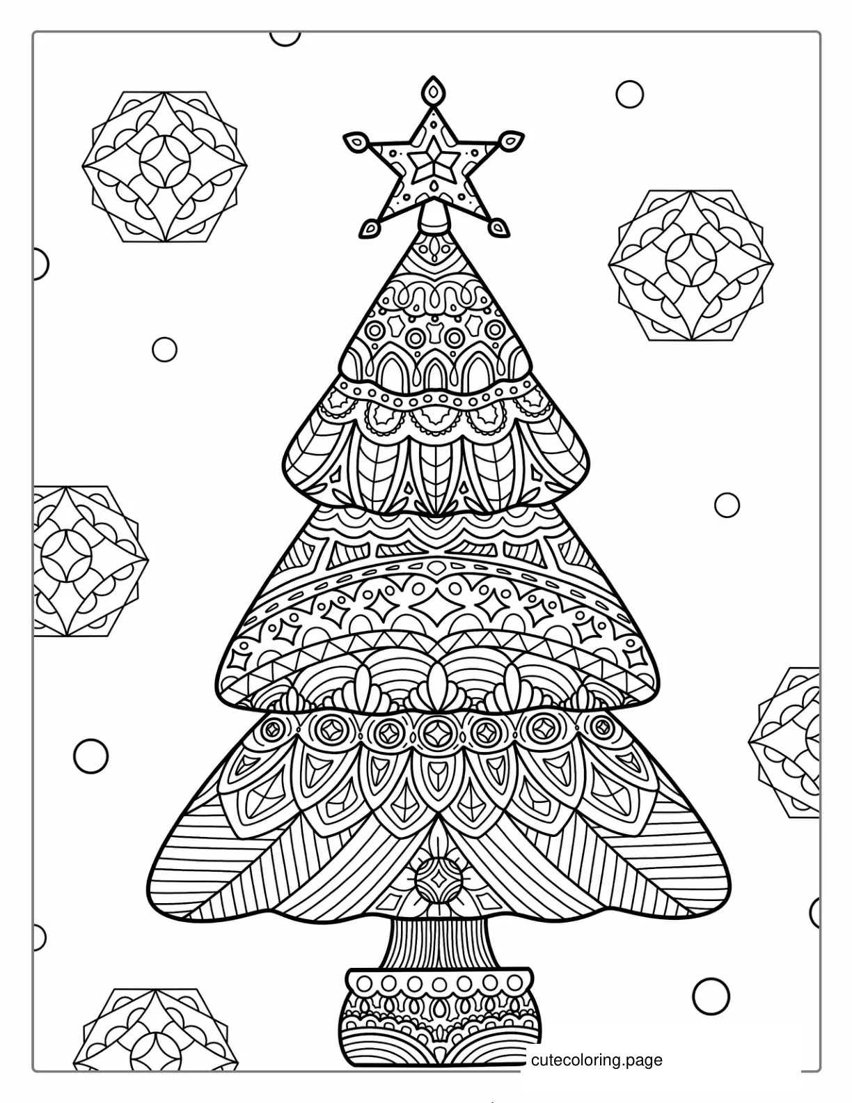 Christmas Tree Mandala Coloring Picture coloring page