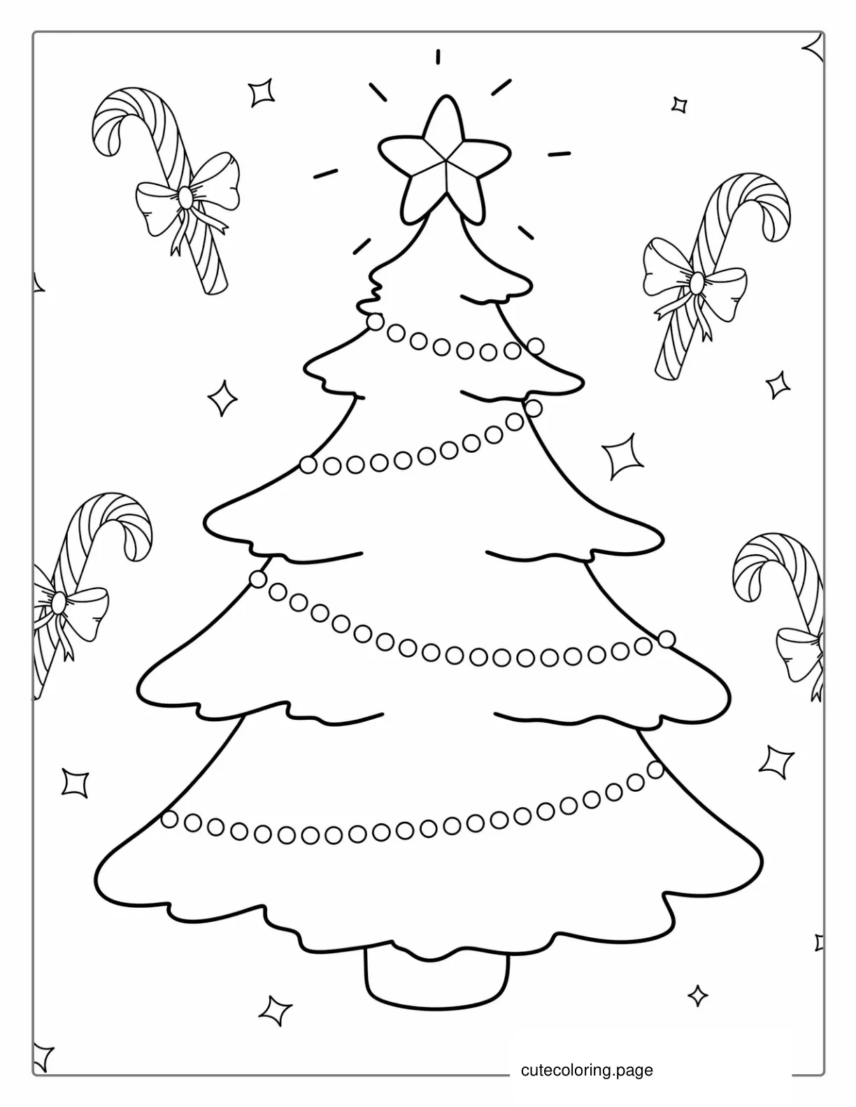 Christmas Tree With Candy Canes To Color coloring page