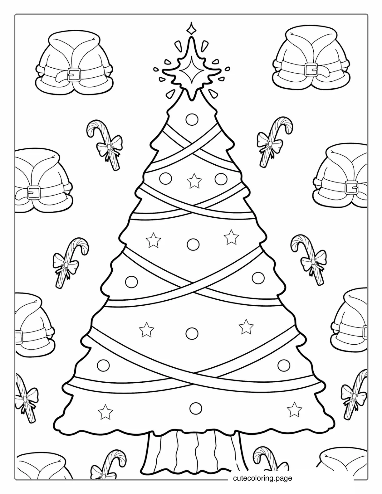 Christmas Tree With Decorations To Color coloring page