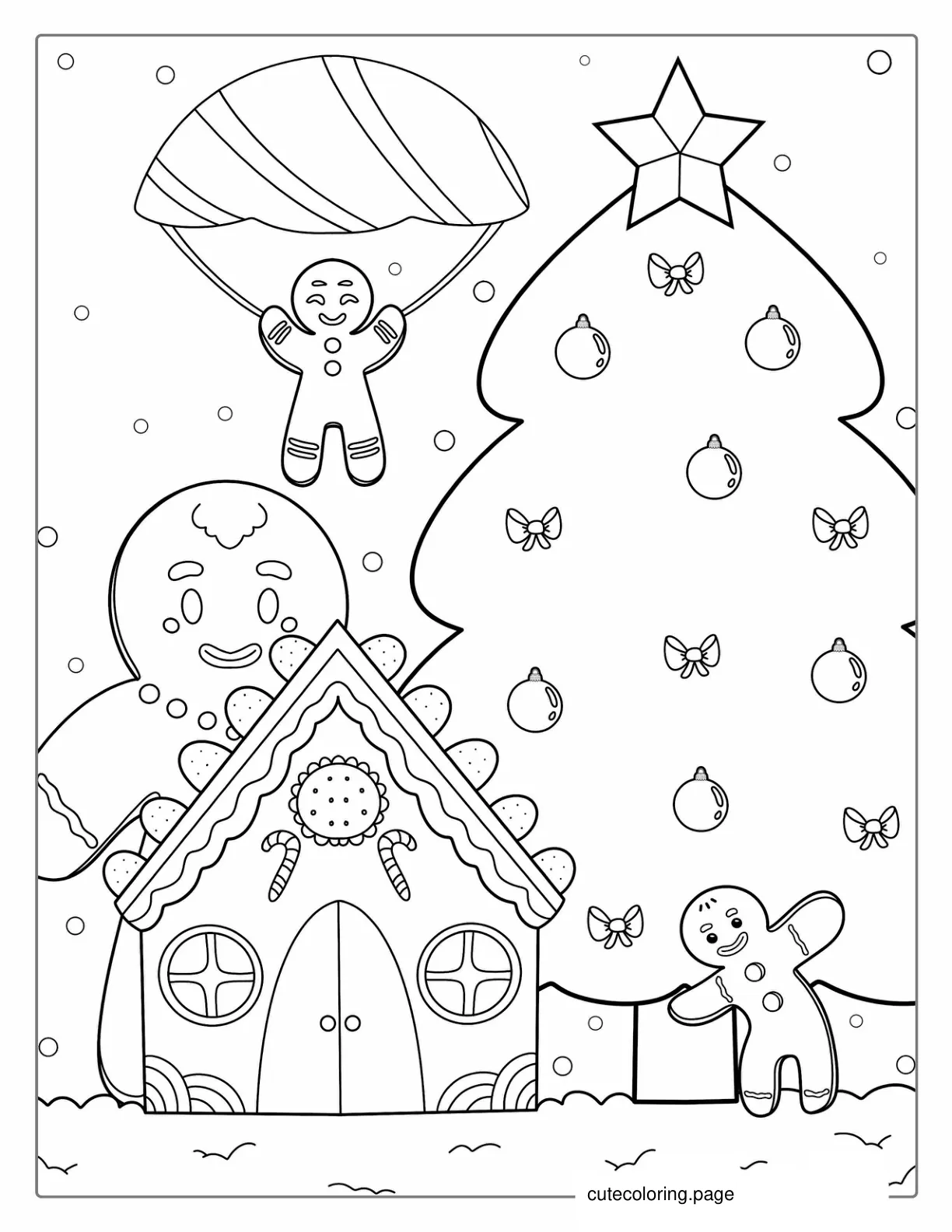 Christmas Tree With Gingerbread Men coloring page