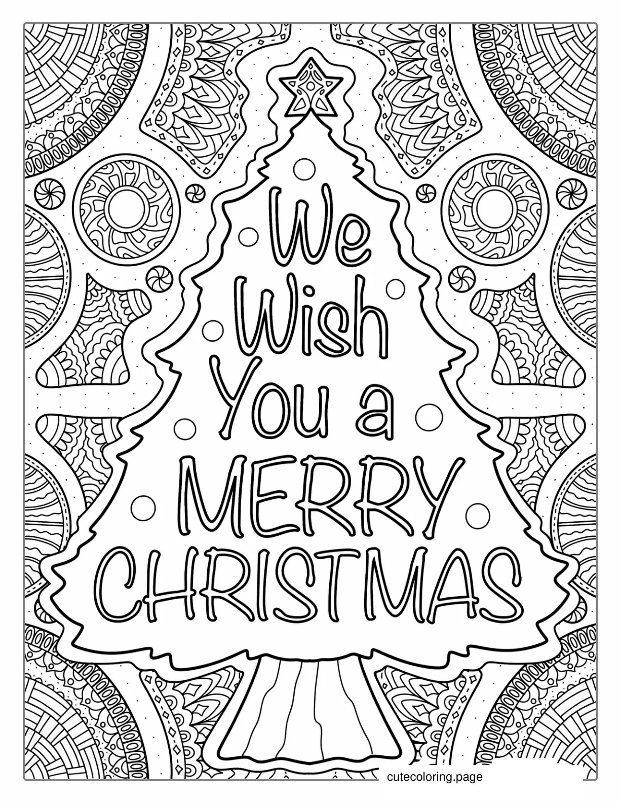 Christmas Tree Zentangle Coloring Page For Adults coloring page