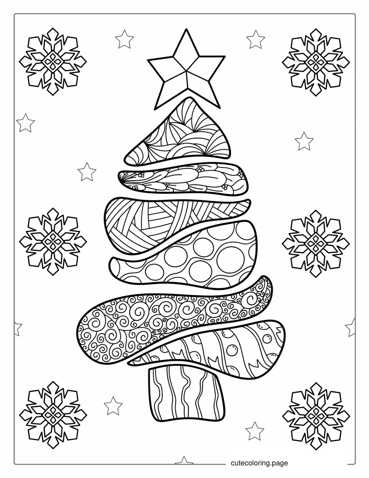 Christmas Tree Zentangle To Color coloring page